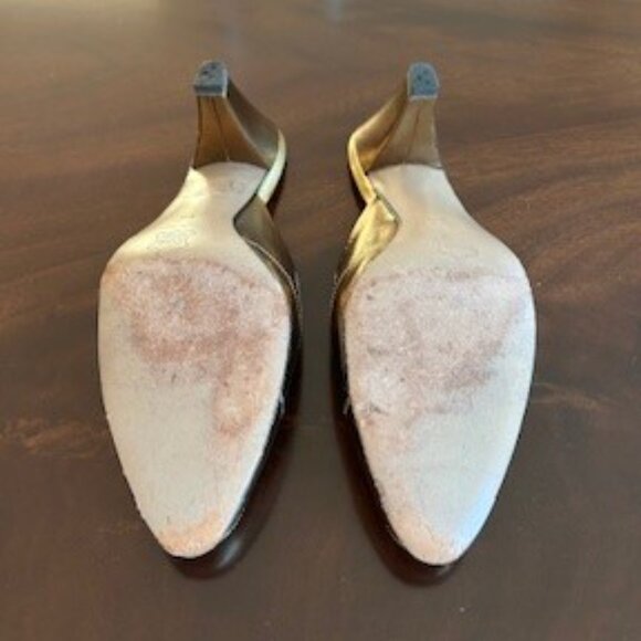 Aurele Rue Royale Paris Gold Heels - Size 6.5 - Picture 4 of 5